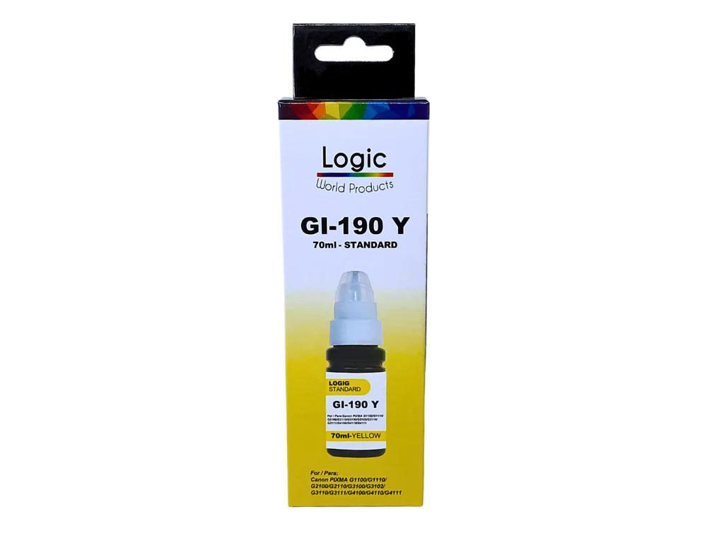 Tinta Alternativa Logic GI-190 Amarillo 70 ml para Impresoras Canon PIXMA